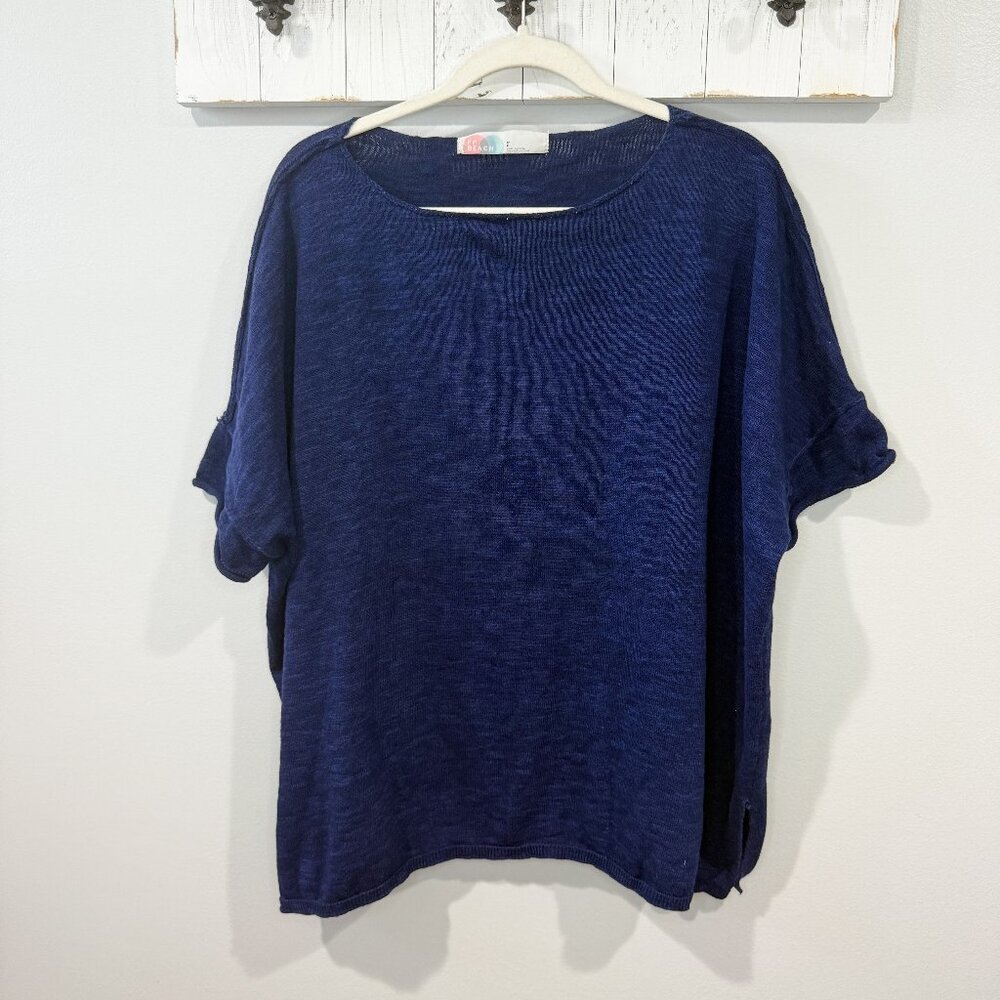 Free People FP Beach Oversized Knit Top Navy Size S